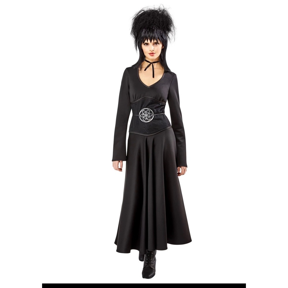 Rubies Lydia Deetz Beetlejuice Adult Costume Black Dress Belt Large 12-14